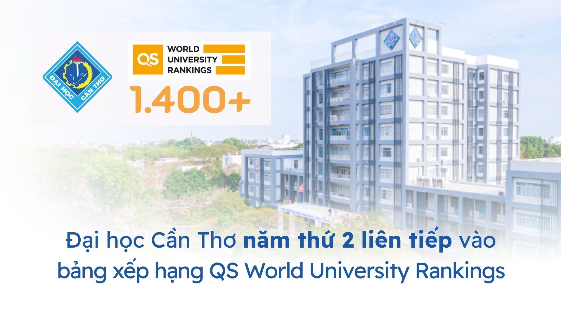 dubai88 Cần Thơ năm thứ hai liên tiếp góp mặt trong bảng xếp hạng thế giới của QS World University Rankings